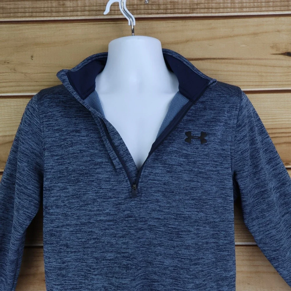 Under Armour Coldgear 1/4 Zip Jacket Loose Fit Mens‎ Size S Dark Blue Heathered
